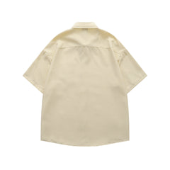 Embroidered plaid short-sleeved shirt
