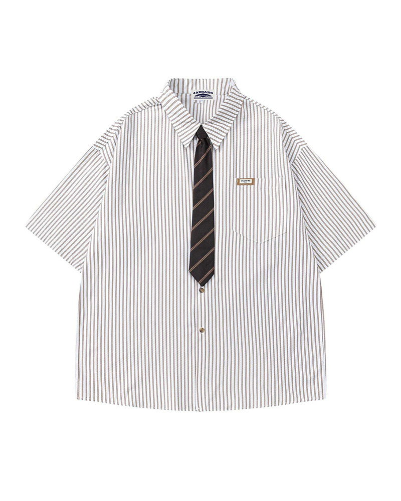 Striped shirt with vintage tie