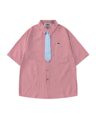 Plaid short-sleeved shirt