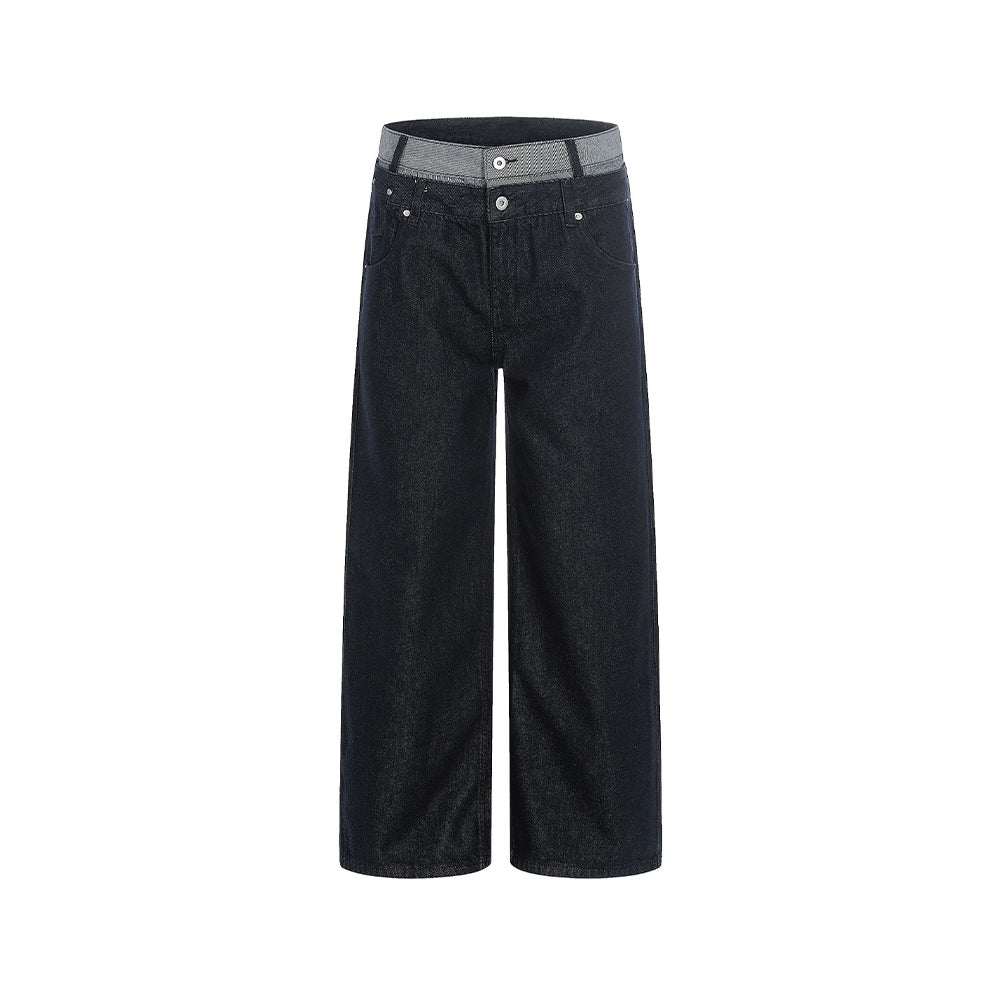 Faux two-piece casual trousers