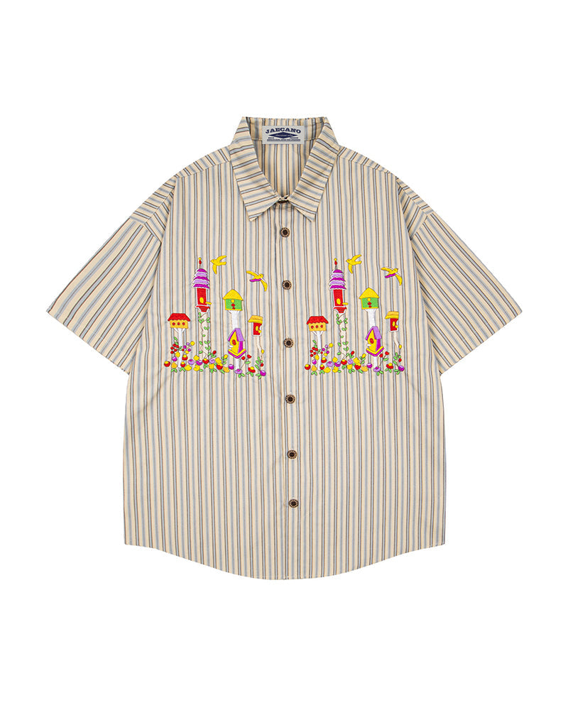 Colorful floral short-sleeved shirt