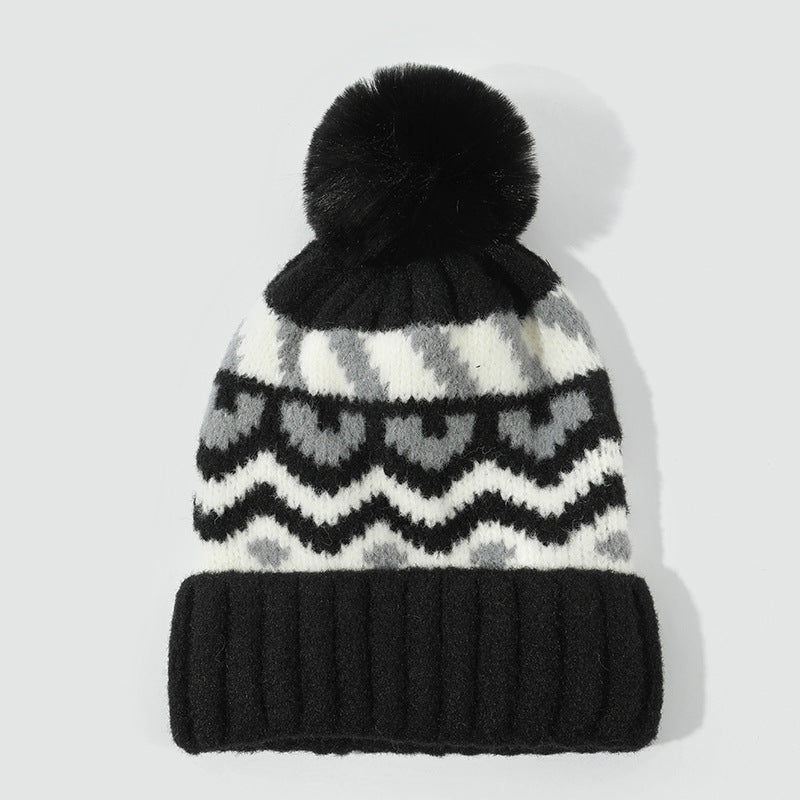 Retro color matching warm ear protection hat