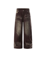 Corduroy Distressed Straight-Leg Pants