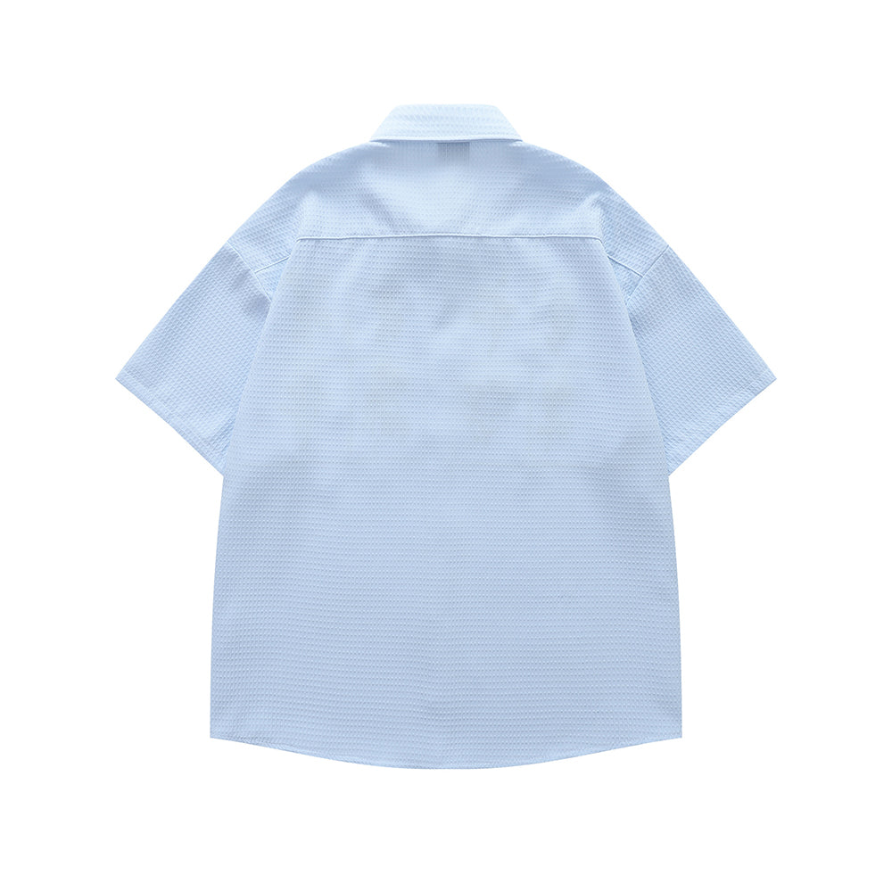 Floral embroidered short-sleeved shirt