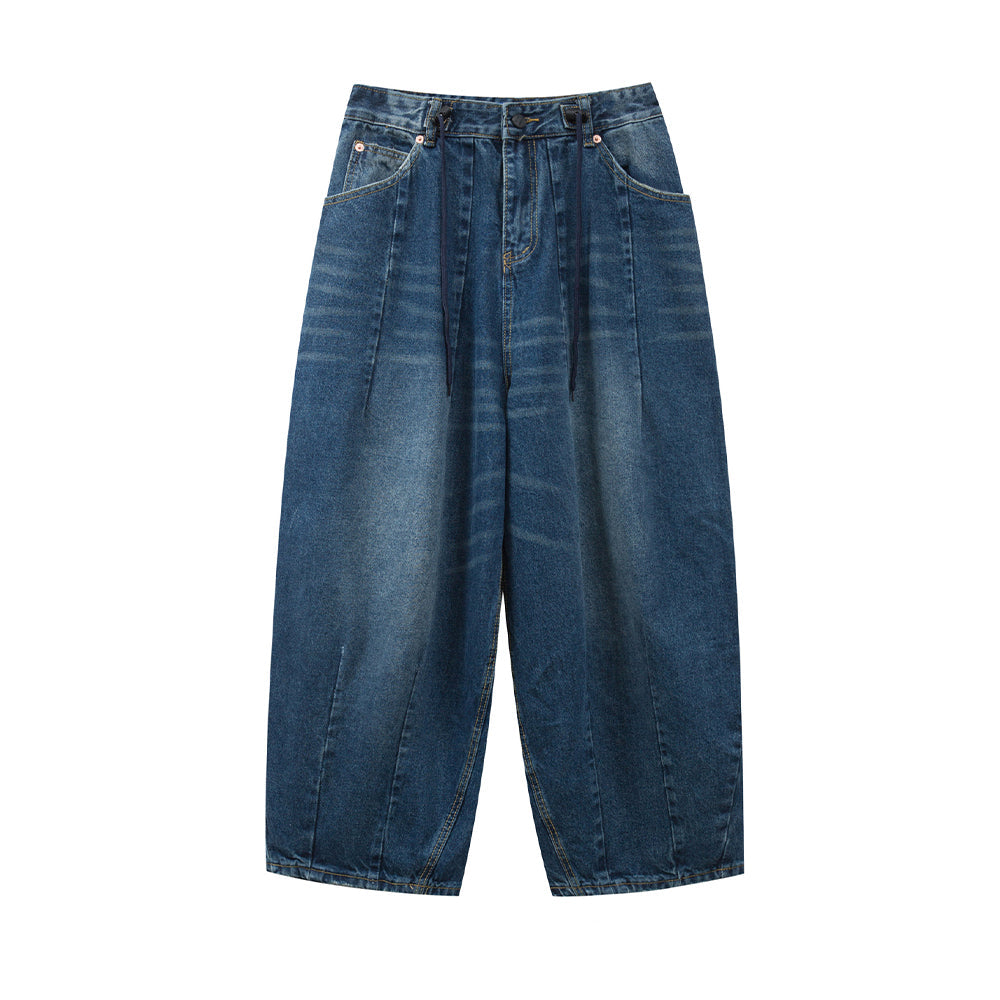 Vintage washed denim trousers