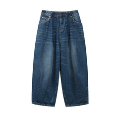 Vintage washed denim trousers