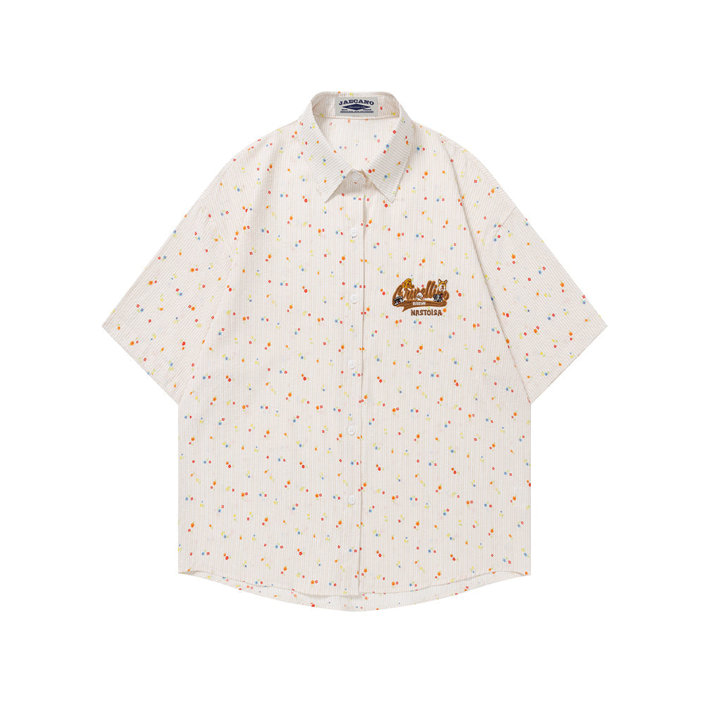 Cartoon Embroidered Short-Sleeve Shirt