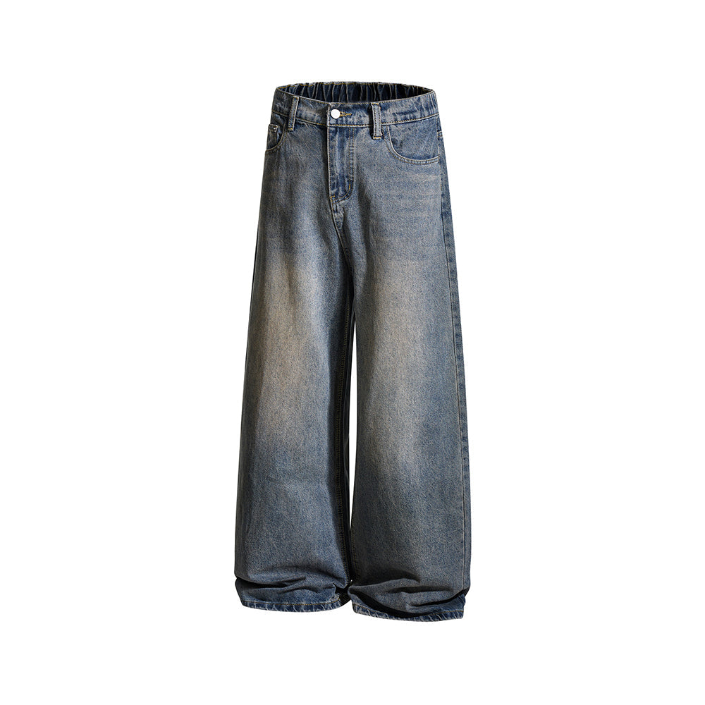 Distressed straight jeans