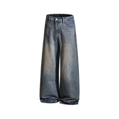 Distressed straight jeans