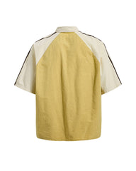 Distressed patchwork short-sleeved shirt