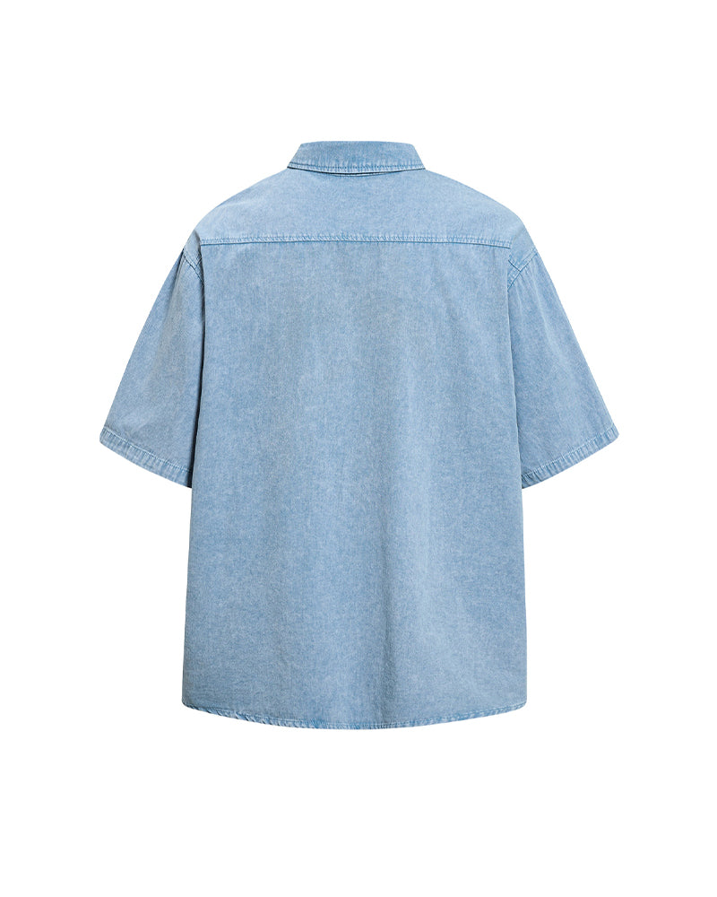 Retro embroidered short-sleeved shirt