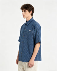 Retro plaid short-sleeved shirt