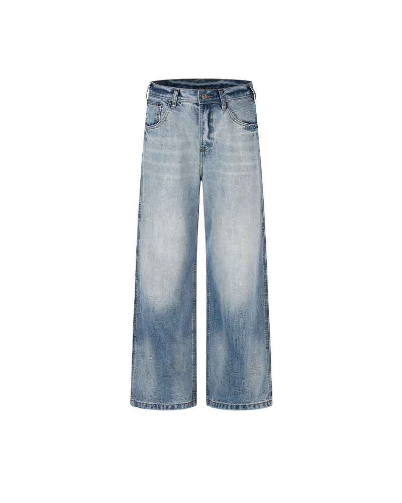 Retro washed straight leg jeans