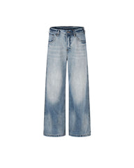 Retro washed straight leg jeans