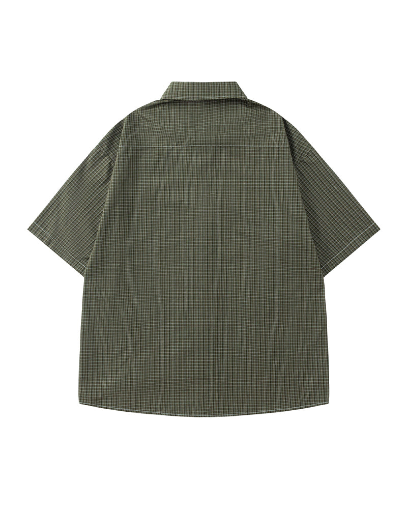 Retro striped short-sleeved shirt