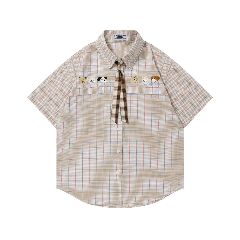 Vintage check short-sleeved shirt