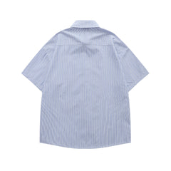 embroidered striped short-sleeved shirt