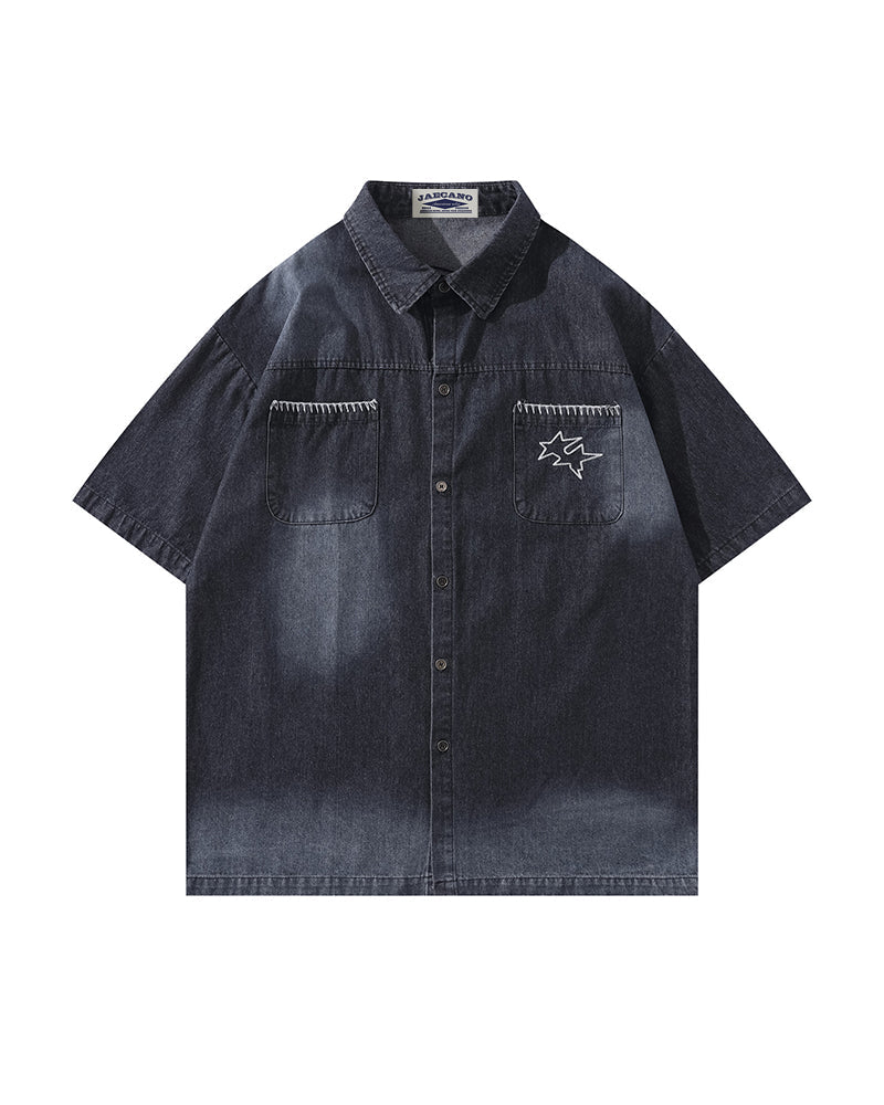 Star Embroidered Short-Sleeve Shirt