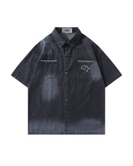 Star Embroidered Short-Sleeve Shirt