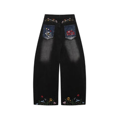Washed straight jeans