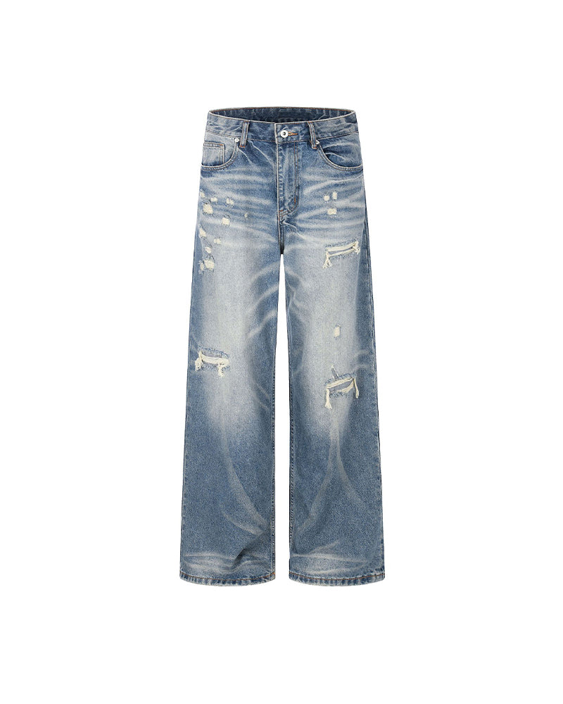 Retro washed denim jeans