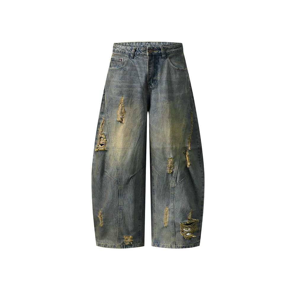 Washed distressed jeans