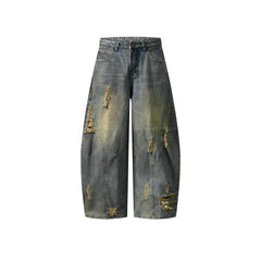 Washed distressed jeans