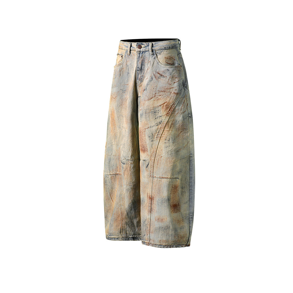 Washed distressed jeans