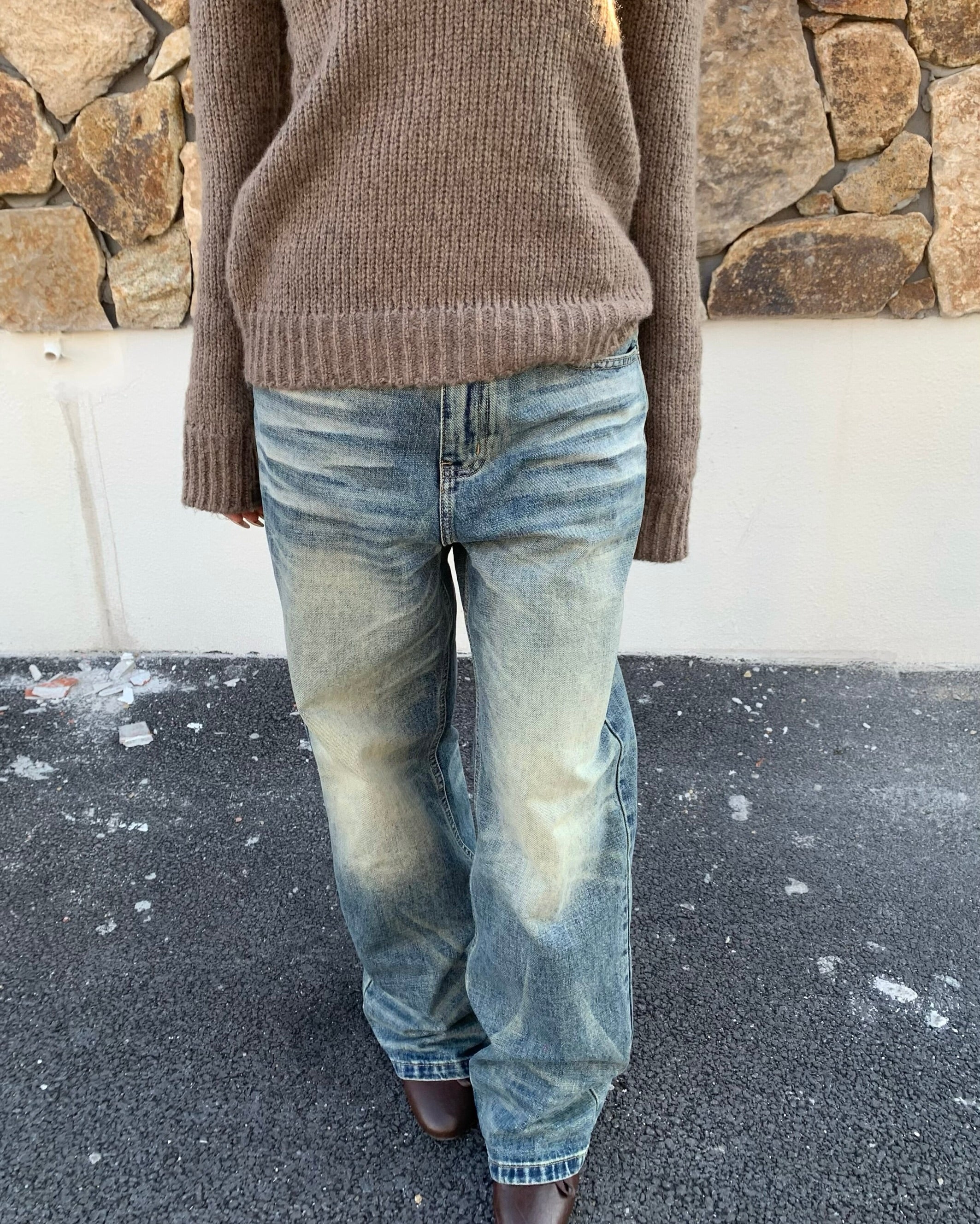 Distressed casual trousers