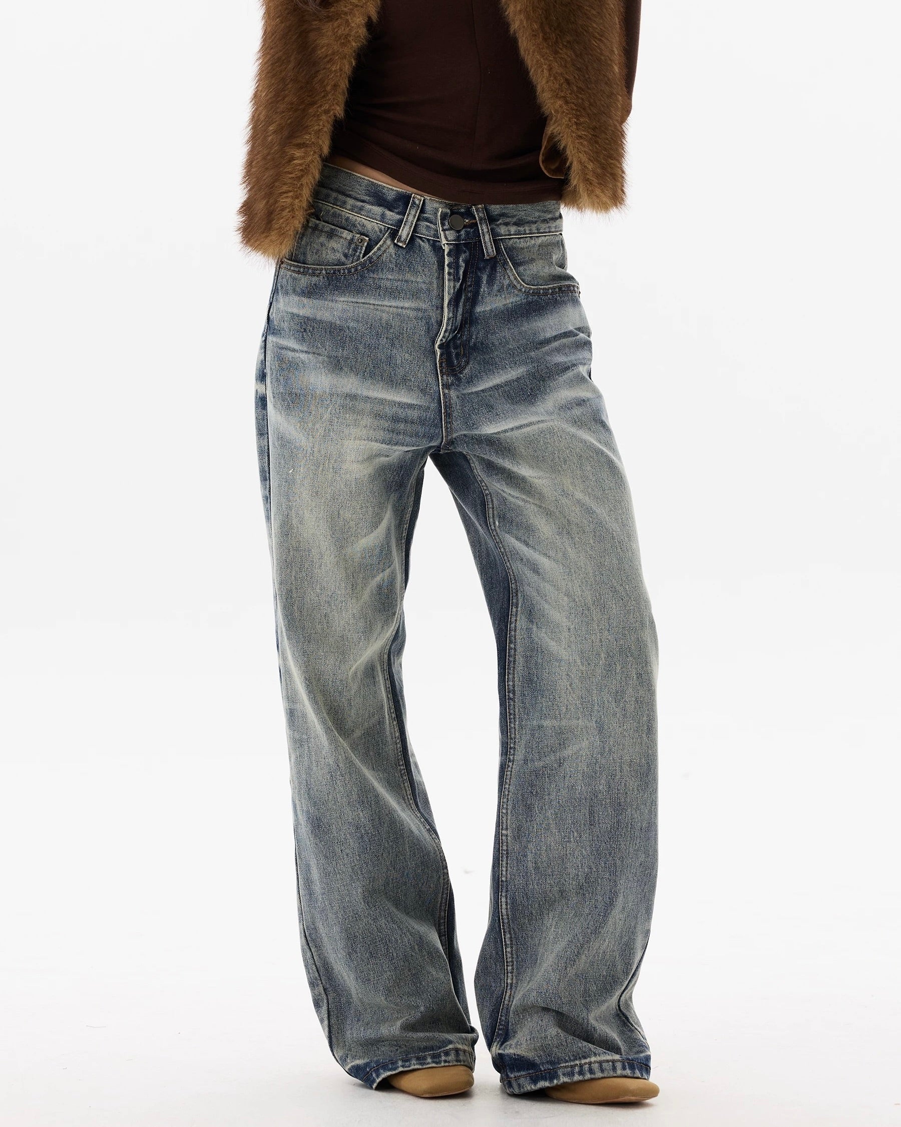 Retro casual straight leg jeans