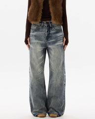 Retro casual straight leg jeans