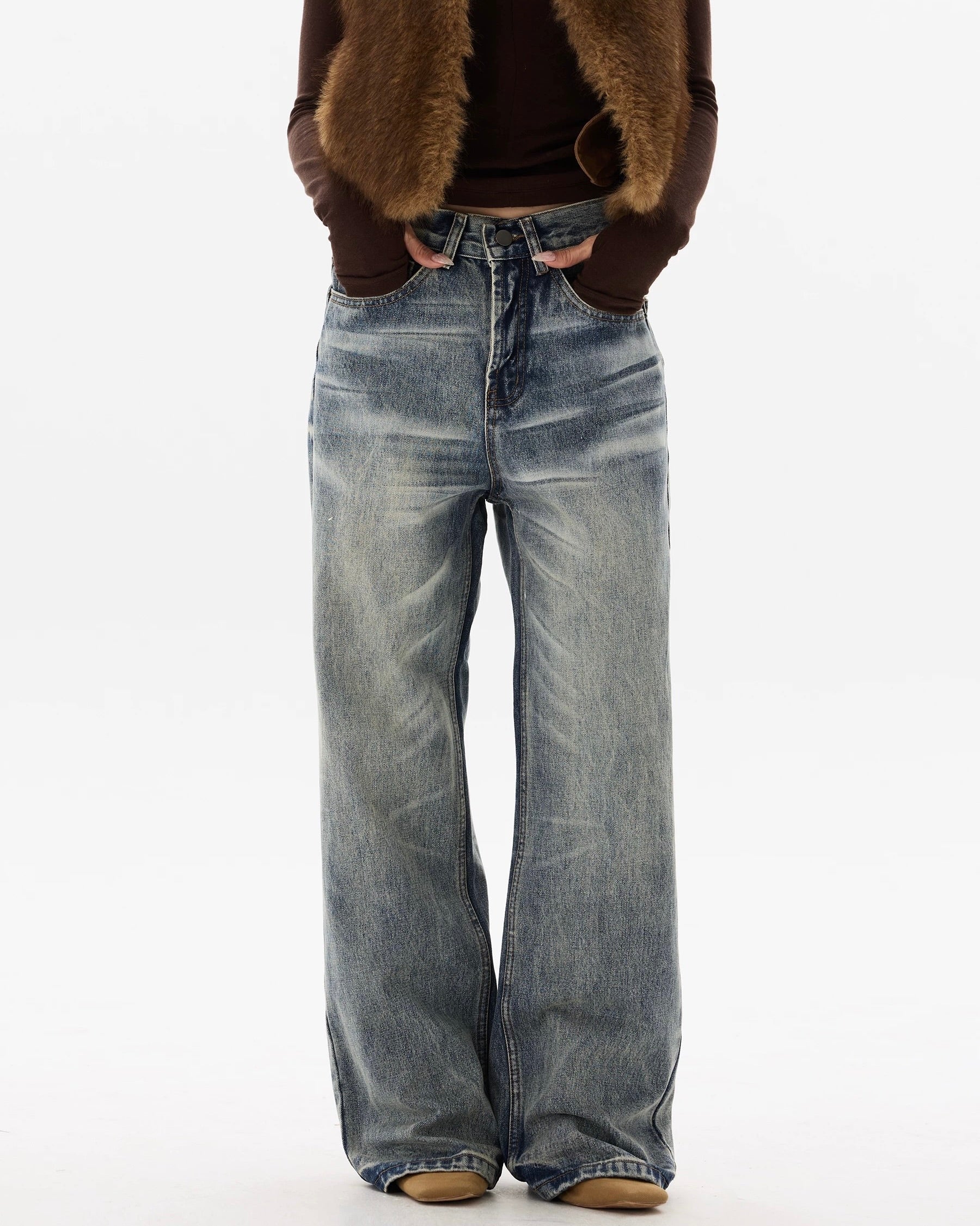 Retro casual straight leg jeans