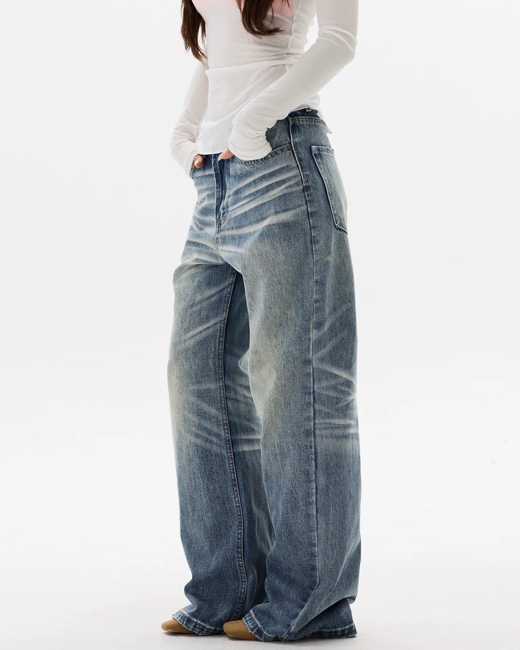 Retro casual straight leg jeans