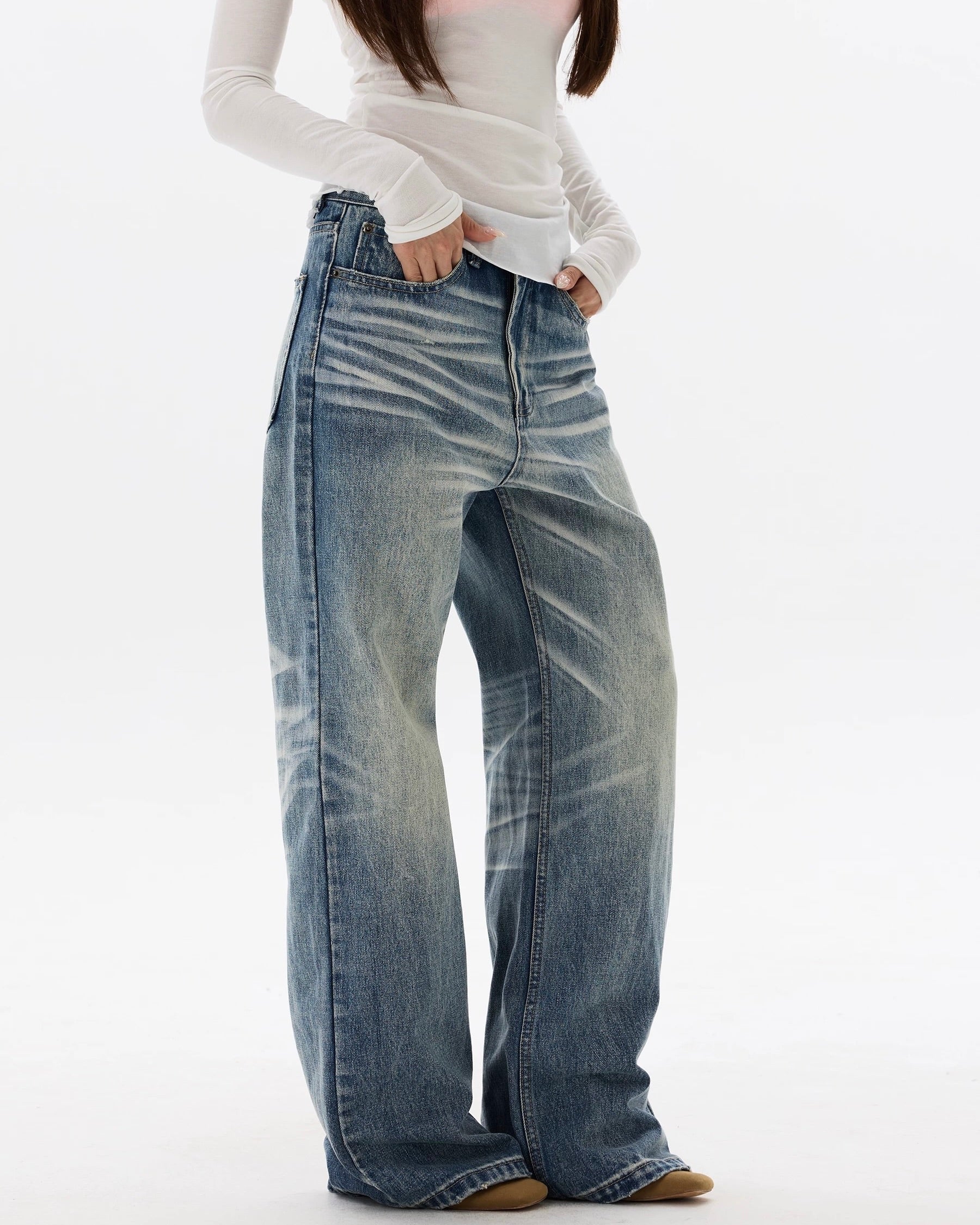 Retro casual straight leg jeans