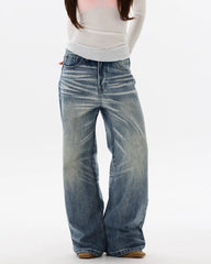 Retro casual straight leg jeans