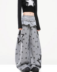 Patchwork color-blocked casual pants