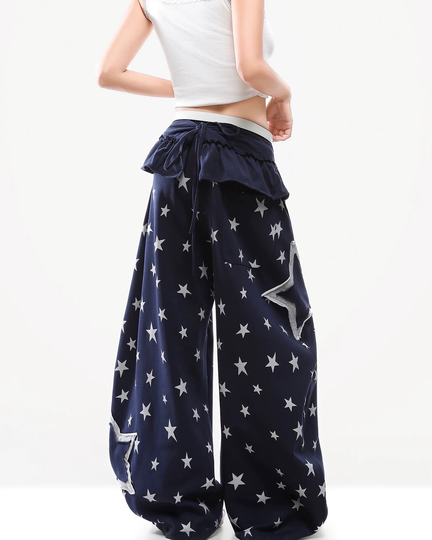 Patchwork color-blocked casual pants