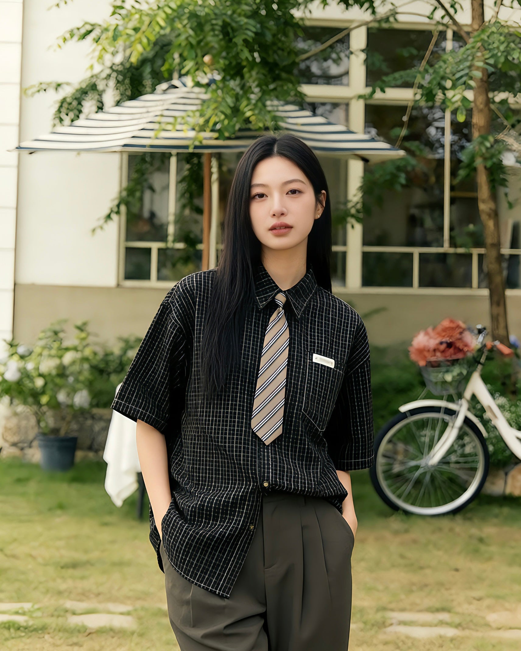 vintage striped short sleeve shirt