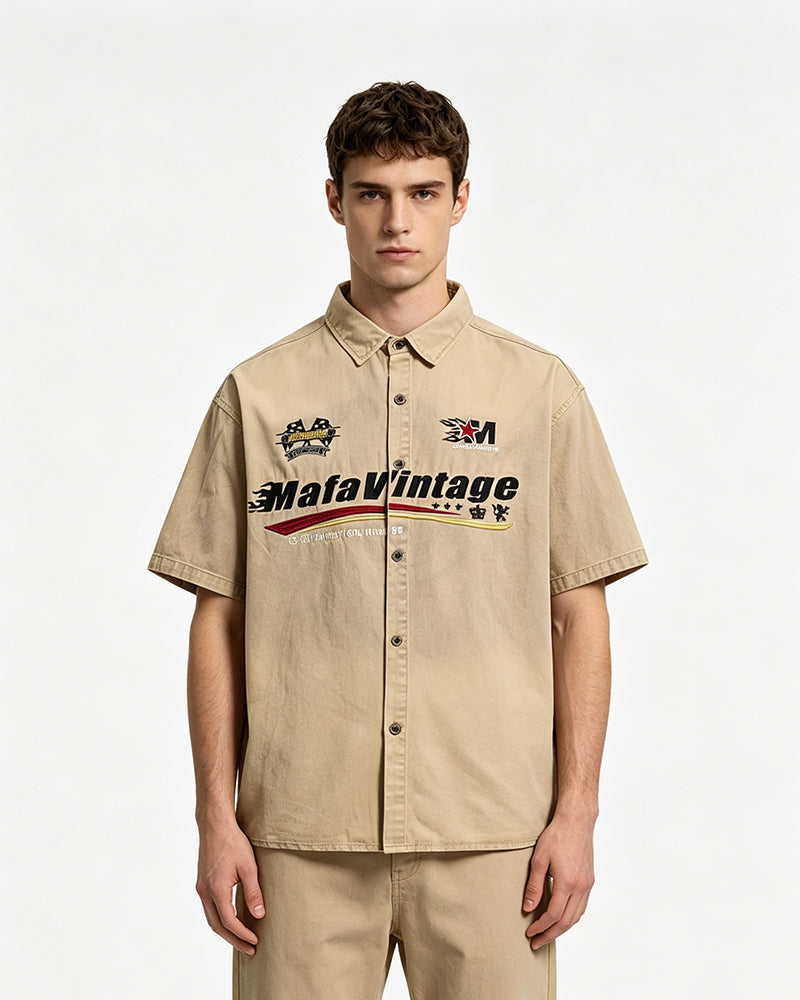 Distressed casual short-sleeved shirt