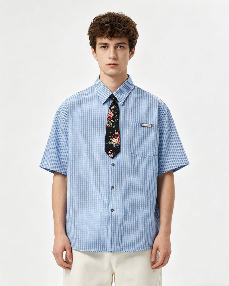 Retro plaid short-sleeved shirt