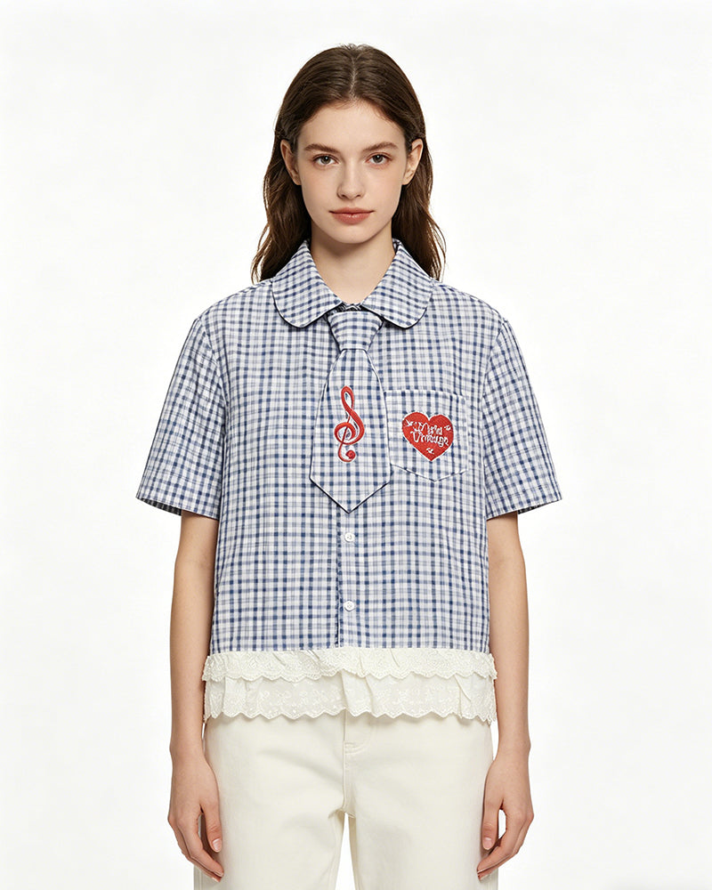 Retro Heart-Shaped Short-Sleeve Shirt (Women's)