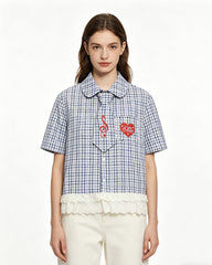 Retro Heart-Shaped Short-Sleeve Shirt (Women's)