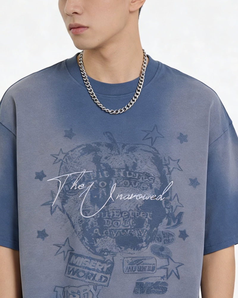 Faded distressed short-sleeved top