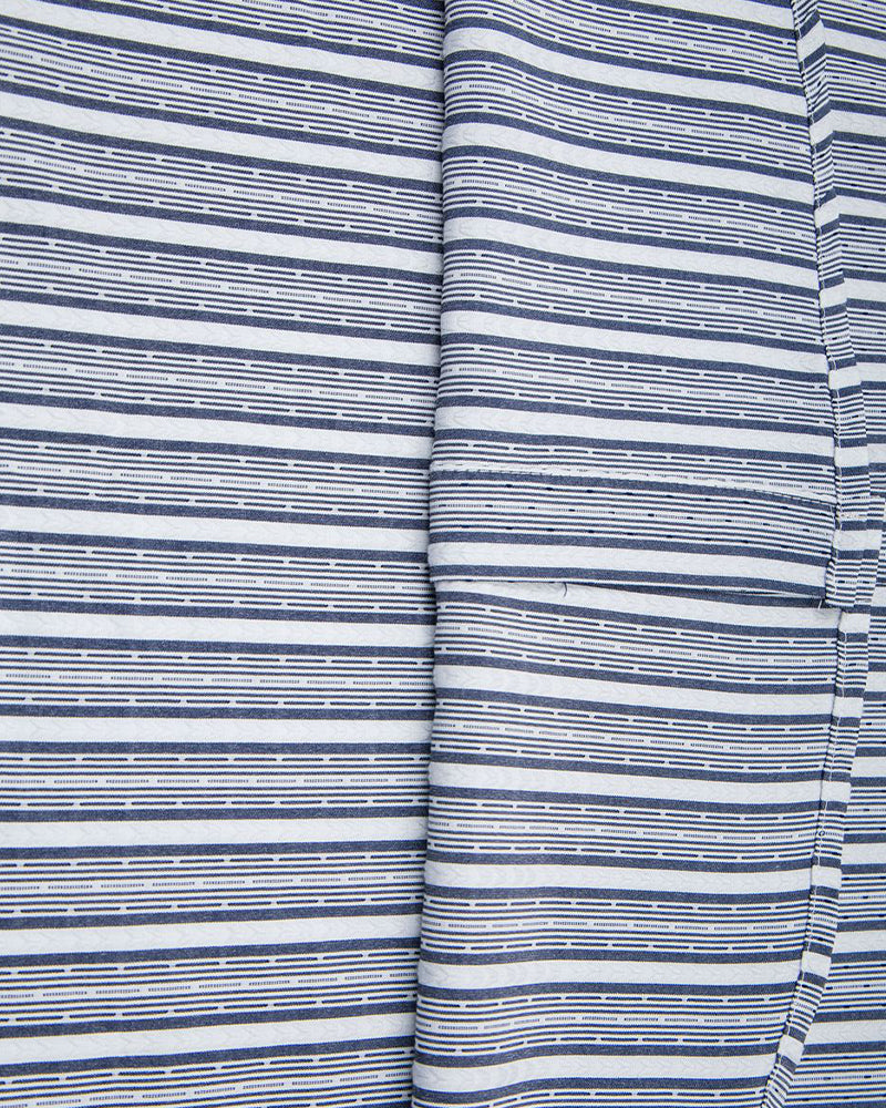 Color-blocked striped short-sleeved shirt