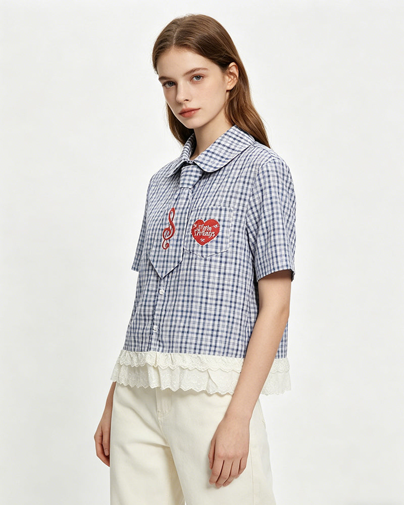 Retro Heart-Shaped Short-Sleeve Shirt (Women's)