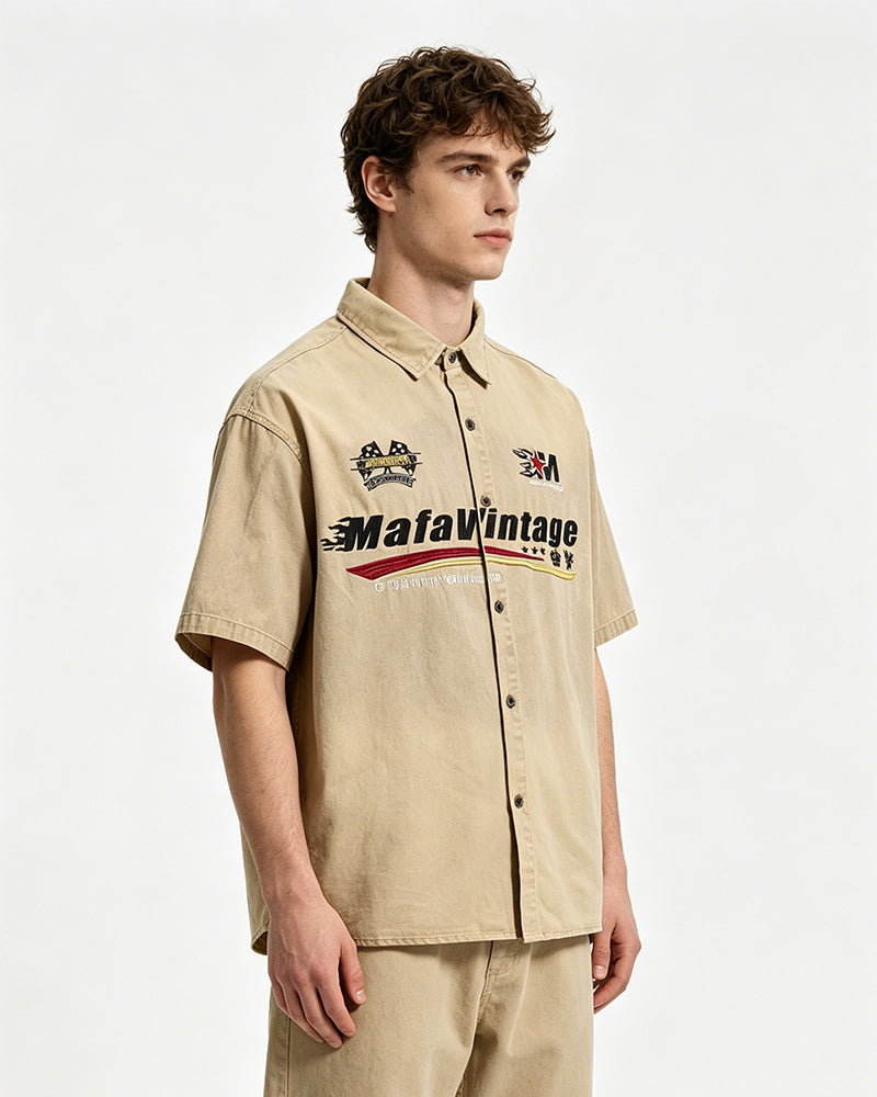 Distressed casual short-sleeved shirt