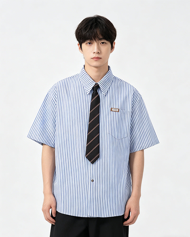 Striped shirt with vintage tie