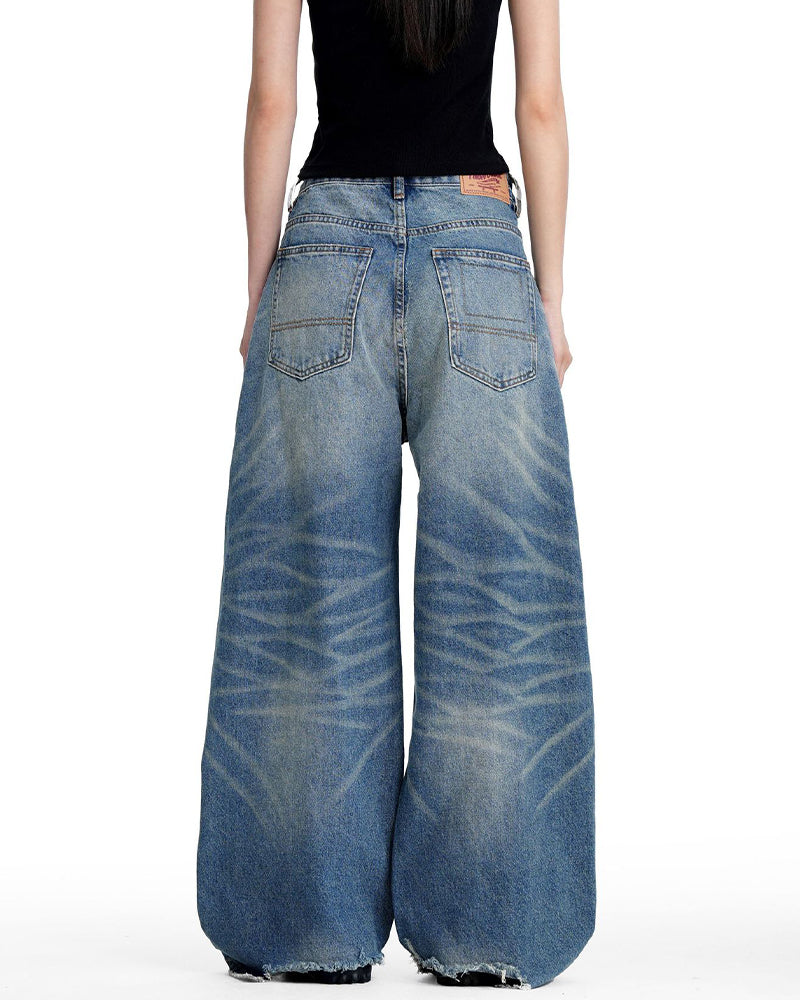 Retro washed denim jeans