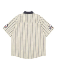 Retro vertical striped short-sleeved shirt