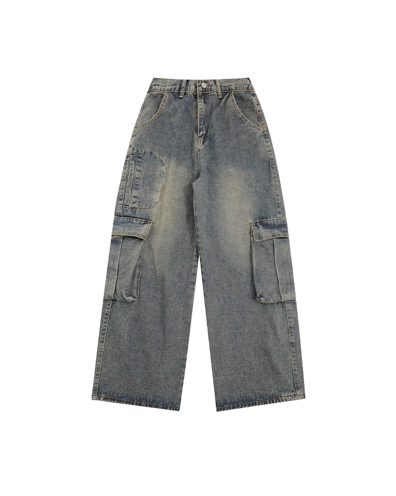 American vintage washed distressed jeans